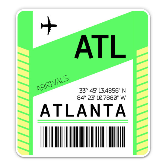Atlanta Airport Code ATL Luggage Tag Style Sticker