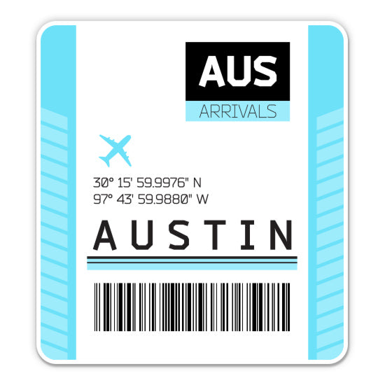 Austin Airport Code AUS Luggage Tag Style Sticker