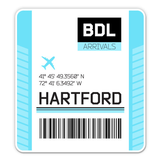 Hartford Airport Code BDL Luggage Tag Style Sticker