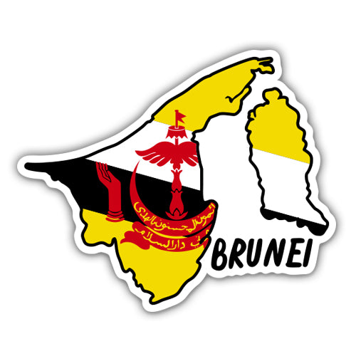 Brunei Map with Flag Sticker