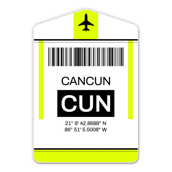 Cancun Airport Code CUN Luggage Tag Style Sticker