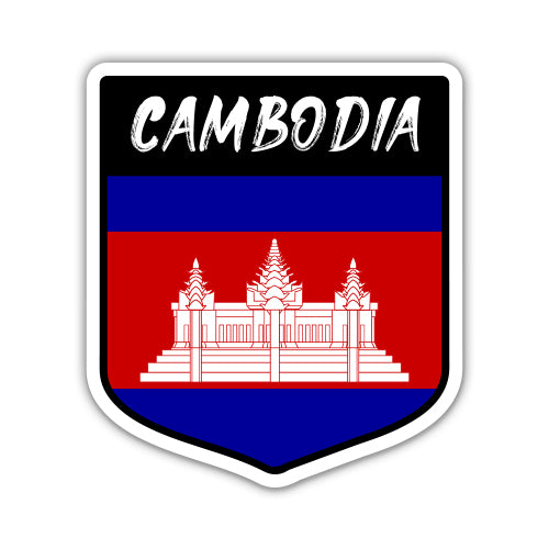 Cambodia Flag Shield Sticker