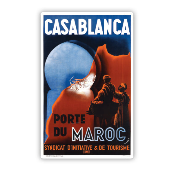 Casablanca Morocco Vintage Travel Sticker