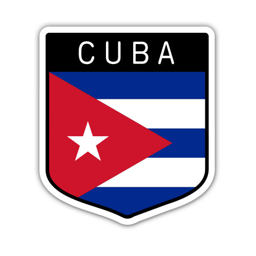 Cuba Cuban Flag Shield Sticker