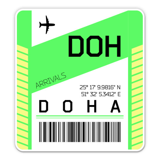 Doha Airport Code DOH Luggage Tag Style Sticker