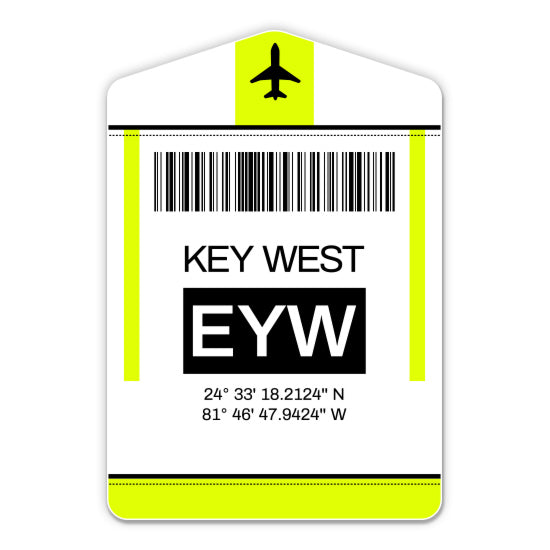 Key West Airport Code EYW Luggage Tag Style Sticker