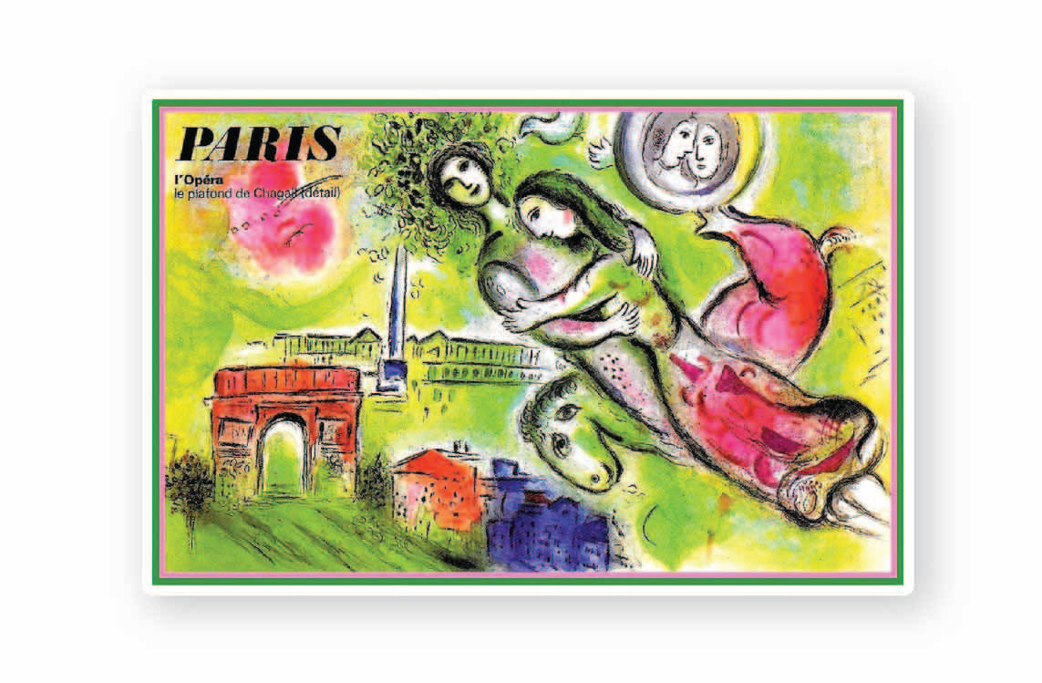 France Paris L'Opera Chagal Vintage Travel Sticker