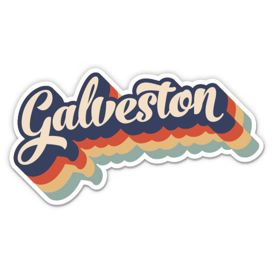 Galveston Texas Retro Sticker
