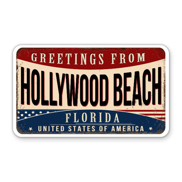 Greetings From Hollywood Beach Florida Sticker