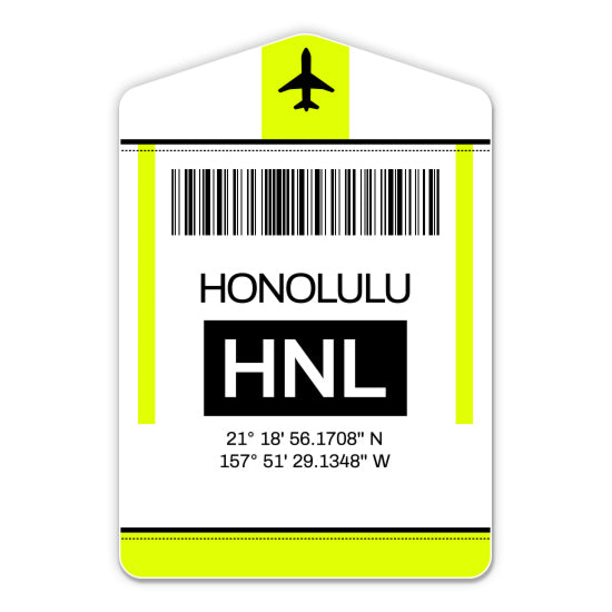 Honolulu Airport Code HNL Luggage Tag Style Sticker