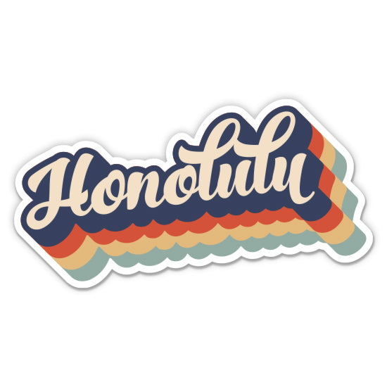 Honolulu Hawaii Retro Sticker
