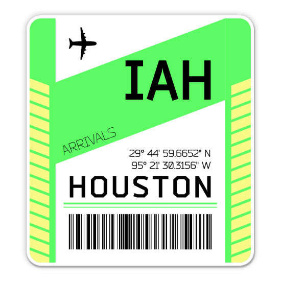 Houston Airport Code IAH Luggage Tag Style Sticker
