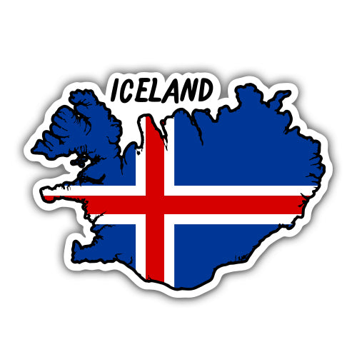 Iceland Map with Flag Sticker