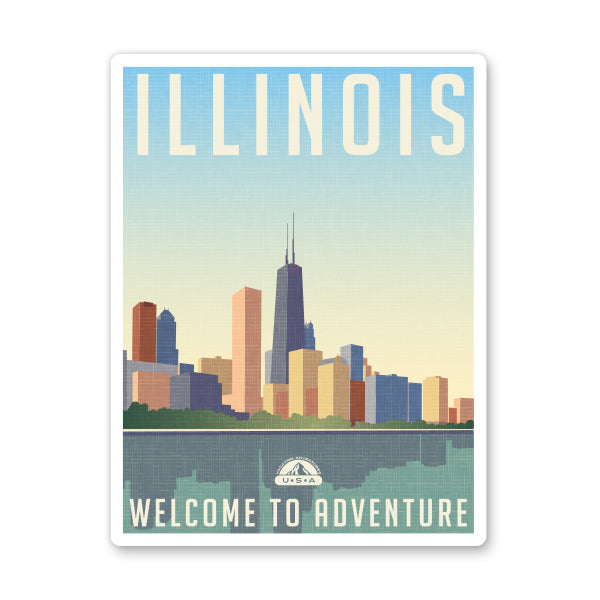 Illinois Travel Poster Style Sticker