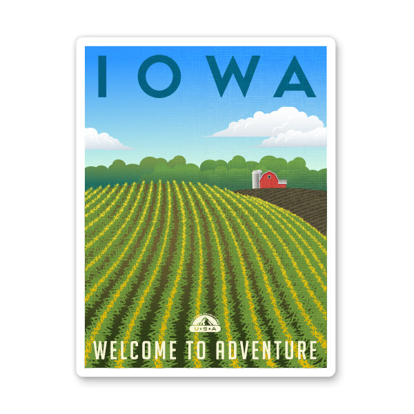 Iowa Travel Poster Style Sticker