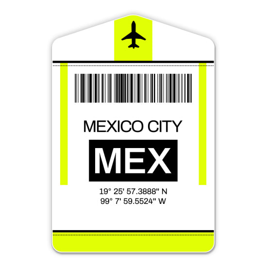 Mexico City Airport Code MEX Luggage Tag Style Sticker