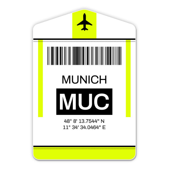 Munich Airport Code MUC Luggage Tag Style Sticker
