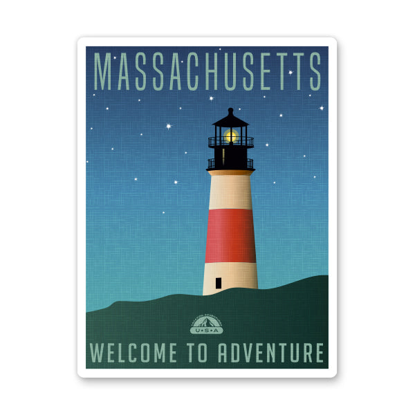 Massachusetts Travel Poster Style Sticker
