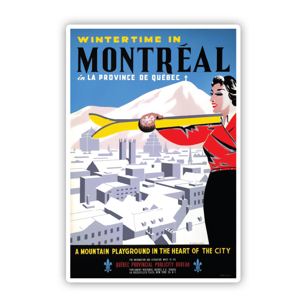 Montreal Ski Quebec Canada Vintage Travel Sticker