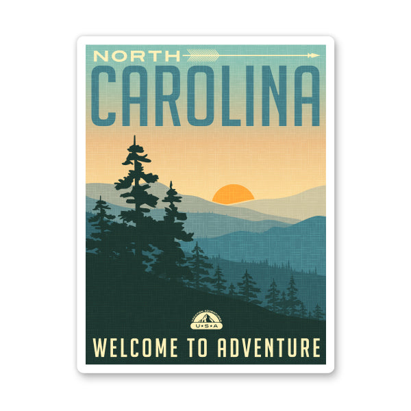 North Carolina Travel Poster Style Sticker