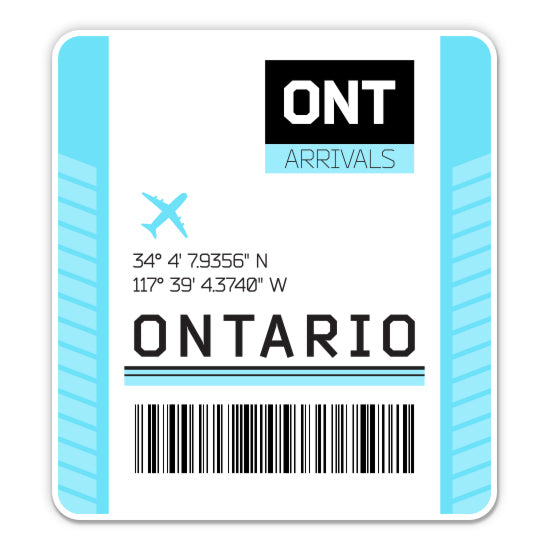 Ontario Airport Code ONT Luggage Tag Style Sticker