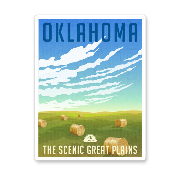 Oklahoma Travel Poster Style Sticker
