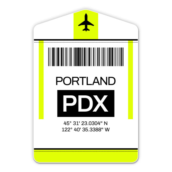 Portland Airport Code PDX Luggage Tag Style Sticker
