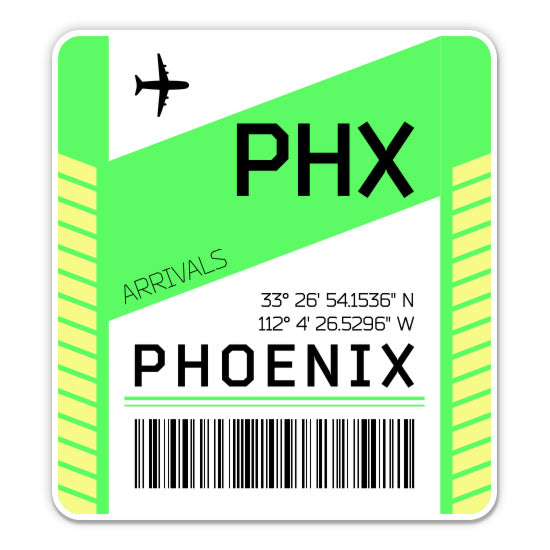 Phoenix Airport Code PHX Luggage Tag Style Sticker