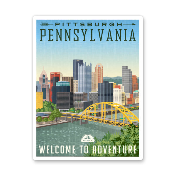 Pittsburgh Pennsylvania Travel Poster Style Sticker