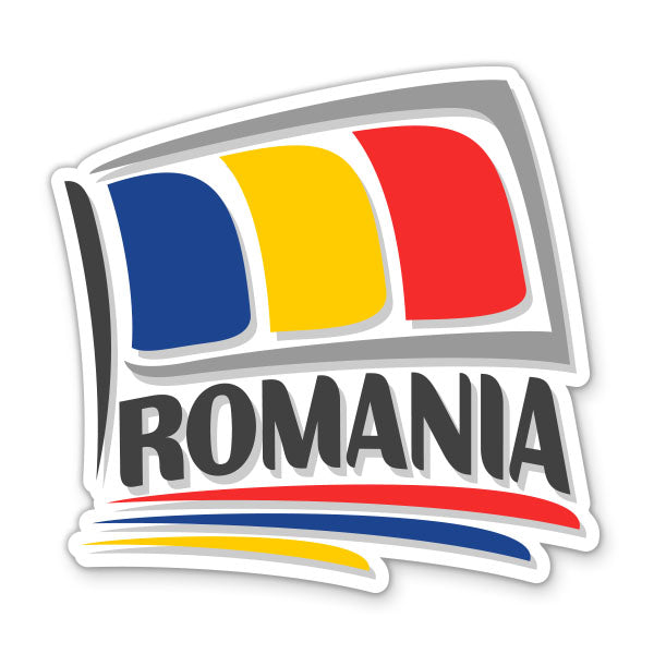 Romania Travel with Flag Sticker