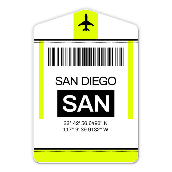 San Diego Airport Code SAN Luggage Tag Style Sticker