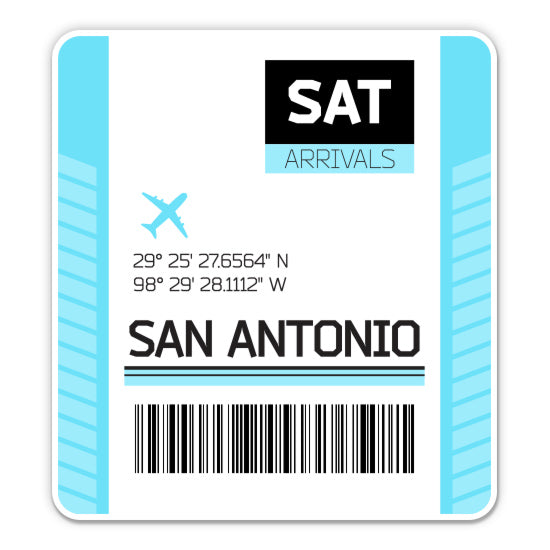 San Antonio Airport Code SAT Luggage Tag Style Sticker
