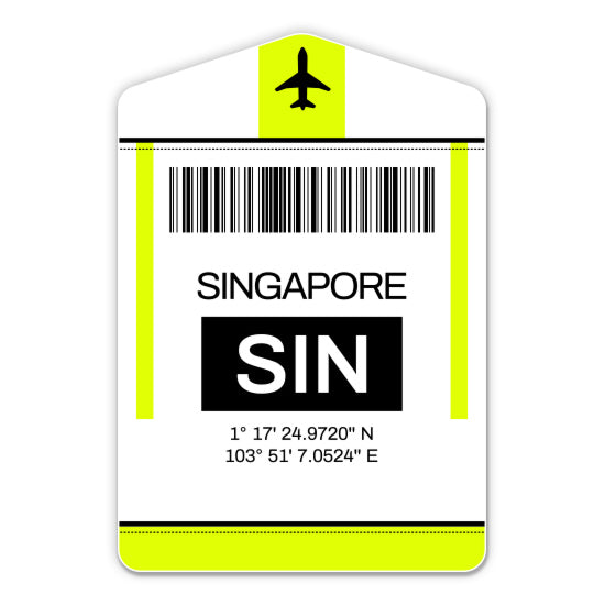 Singapore Airport Code SIN Luggage Tag Style Sticker