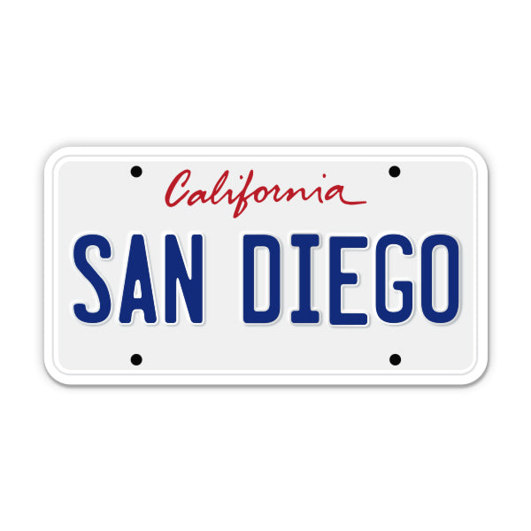 San Diego California License Plate Style Sticker