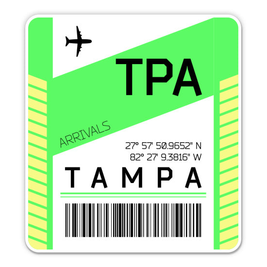 Tampa Airport Code TPA Luggage Tag Style Sticker