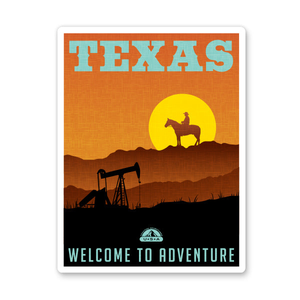 Texas Travel Poster Style Sticker