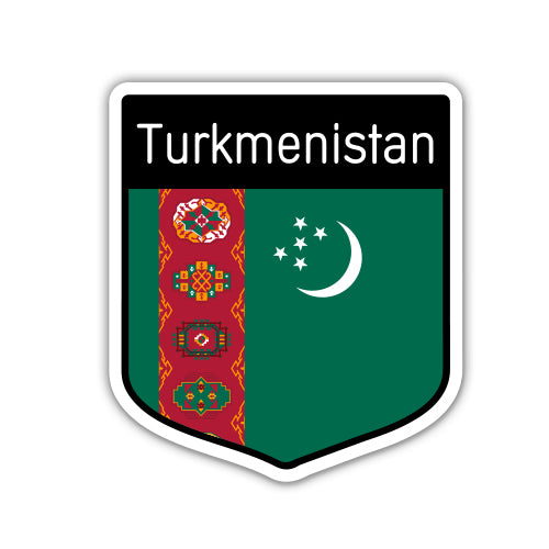 Turkmenistan Flag Shield Sticker