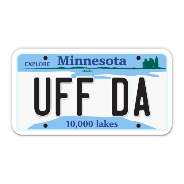 Uff Da Minnesota License Plate Style Sticker