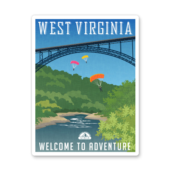 West Virginia Travel Poster Style Sticker