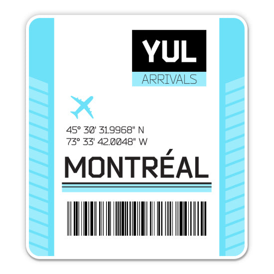 Montreal Airport Code YUL Luggage Tag Style Sticker
