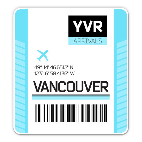 Vancouver Airport Code YVR Luggage Tag Style Sticker