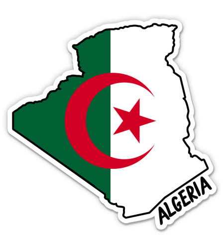 Algeria Map with Flag Sticker