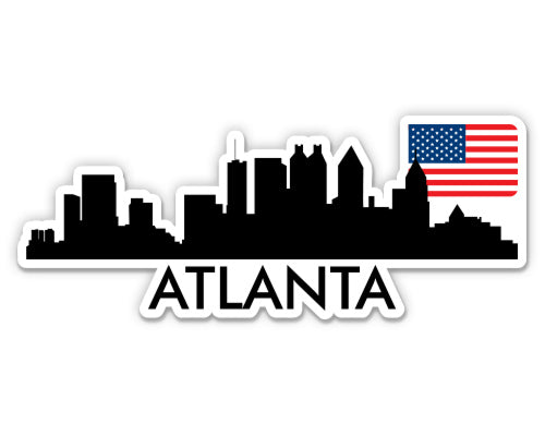 Atlanta Georgia Skyline with American Flag Sticker
