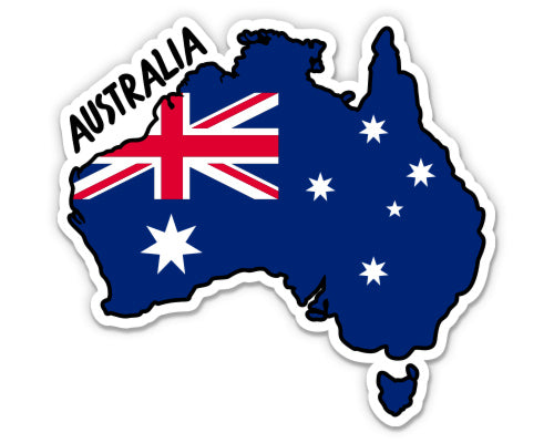 Australia Map with Flag Sticker