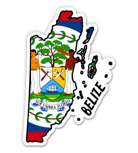 Belize Map with Flag Sticker