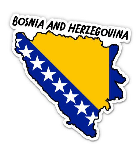Bosnia and Herzegovina Map with Flag Sticker