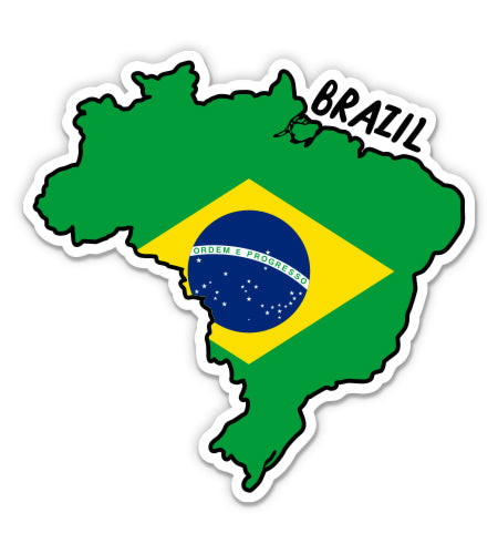 Brazil Map with Flag Sticker