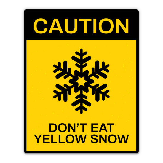 Caution Yellow Snow Funny Skiing Snowboarding Sticker