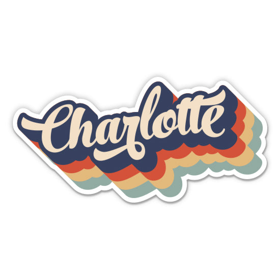 Charlotte North Carolina Retro Sticker