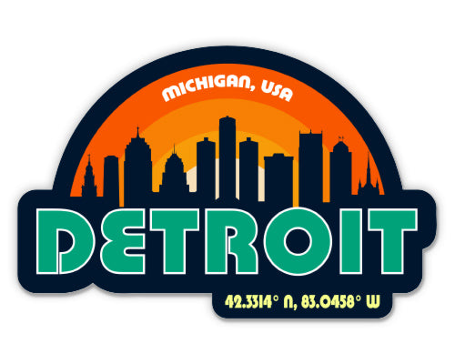 Detroit Michigan Skyline Sticker